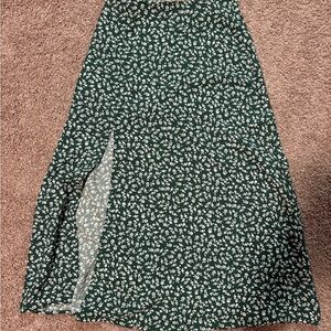 SHEIN Dark Green Floral A-Line Skirt